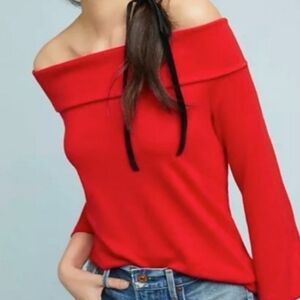Anthropologie Rosiers Off the Shoulder Red Top NWT